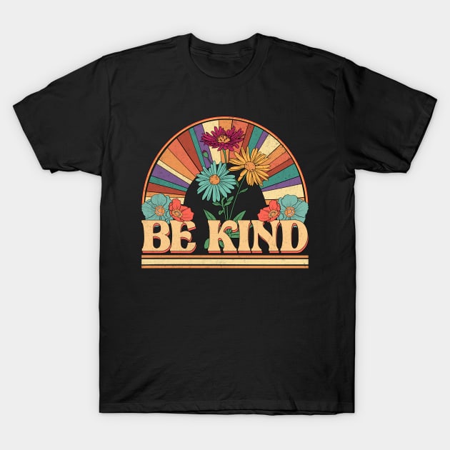 Be Kind Flowers Personalized Gifts Retro Style T-Shirt by Roza Wolfwings